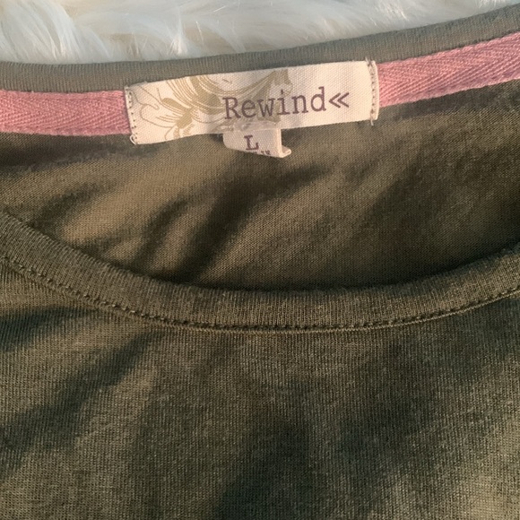 Army Green L Rewind Short Sleeve Top - Picture 3 of 5